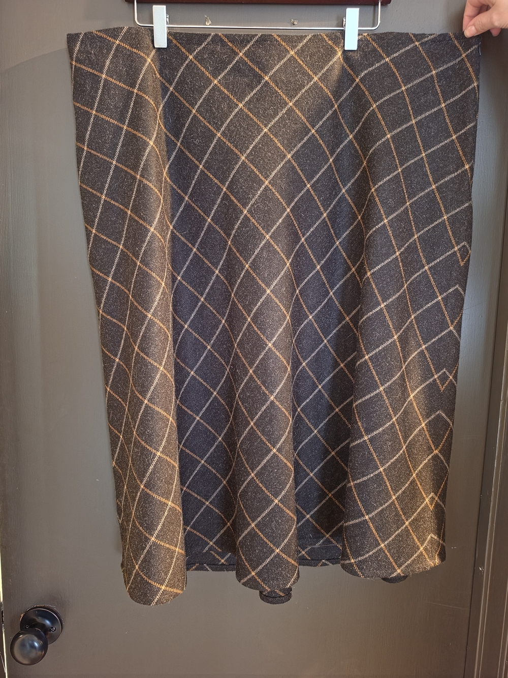Lands' End Brown A-Line Windowpane Skirt
